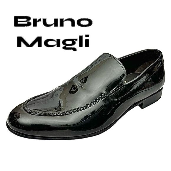 Bruno Magli Men's Slip on Loafers Shoes Patent Leather Size 10.5 M Made in Italy - Picture 1 of 10